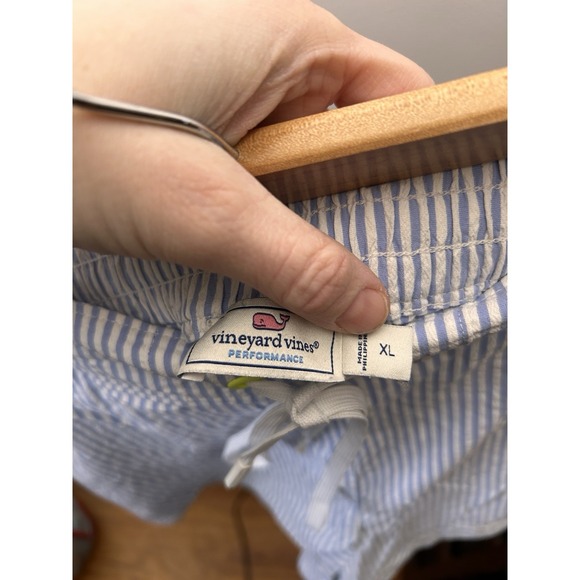 Vineyard Vines Seersucker Harbor Shorts Blue White Marthas Vineyard Size XL - Picture 10 of 11